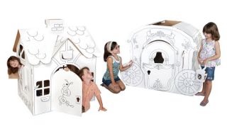 Princess Carriage & Play Cottage Cardboard Playhouse Set   Indoor Playhouses