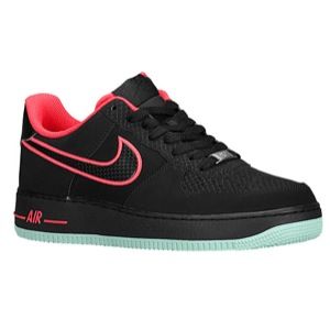Nike Air Force 1 Low   Mens   Basketball   Shoes   Black/Black/Laser Crimson/Arctic Green
