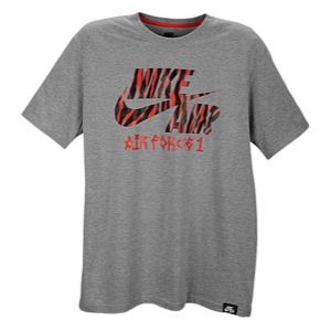 Nike Air Force 1 Safari Pattern T Shirt   Mens   Casual   Clothing   Dark Grey Heather/University Red