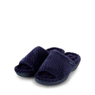 Isotoner Navy popcorn textured open toe mule slippers