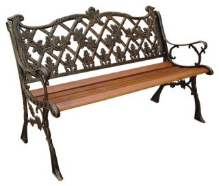 DC America Sicilian Cast Iron Curved Back Park Bench   Outdoor Benches