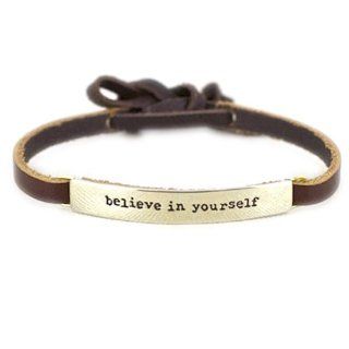 Believe In Yourself Mixed Metal & Leather Bracelet Mima & Oly by Far Fetched Jewelry