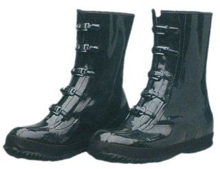 Black Rubber 5 buckle down Boots   Over Shoe  fabic Linned Size 11"