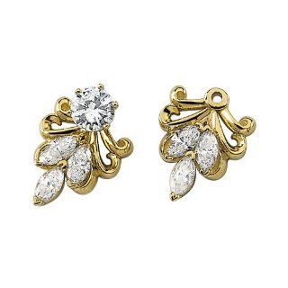 14K Yellow Gold 7/8 ct. Marquise Cut Diamond Earring Jackets Jewelry