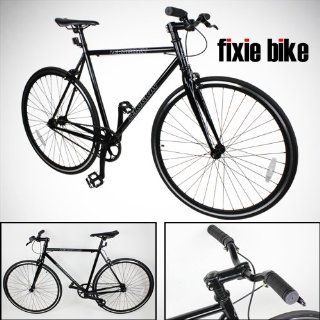 NEW 54cm Black Fixed Gear Bike Single Speed Riser Bar Fixie Road Bike Track Bicycle  Sports & Outdoors