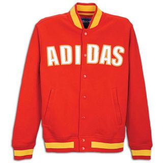 adidas Originals Fleece Varsity Jacket   Mens   Casual   Clothing   Vivid Red/Sunshine