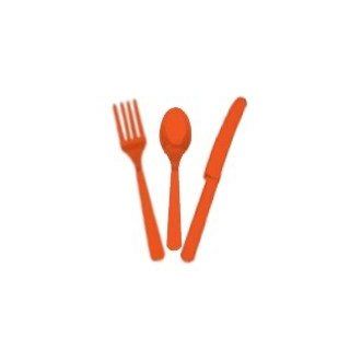 Shop Plastic Cutlery 24 pieces (8 Each Knives, forks & spoons) Party Supplies  Orange at the  Home Dcor Store. Find the latest styles with the lowest prices from IGC