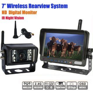 Rupse 7 inch HD Monitor Wireless IR Night Vision Rear View Back up Camera System for RV Truck Trailer Bus or Fifth Wheel  Vehicle Backup Cameras 