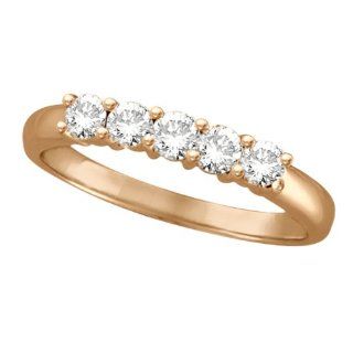 Five Stone Diamond Ring Anniversary Band 14k White Gold (0.50ctw) Allurez Jewelry