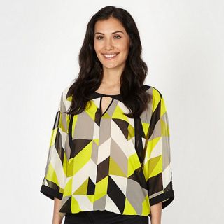 Principles by Ben de Lisi Designer bright green giant geometric print blouse