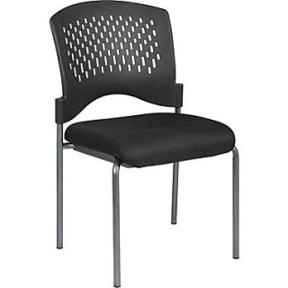 Office Star Proline II Fabric Armless Guest Chair with Plastic Wrap Around Back, Black