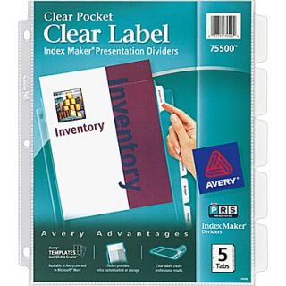 Avery Index Maker Clear Pocket Clear Label Tab Dividers, 5 Tab, Clear, 1 Set/Pack