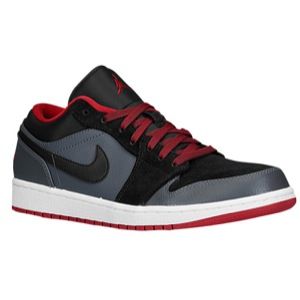 Jordan AJ1 Low   Mens   Basketball   Shoes   Black/Gym Red/Dark Grey