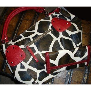 Red Giraffe Print Clutch Wallet with Checkbook Holder in Choice of Trim Colors Clothing