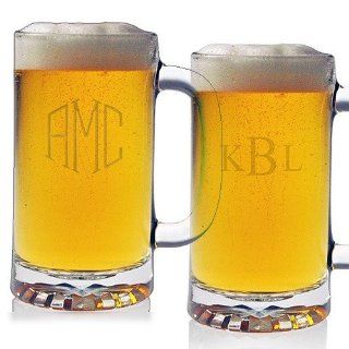 Pub Beer Mugs   Monogram (Set of 4) Kitchen & Dining