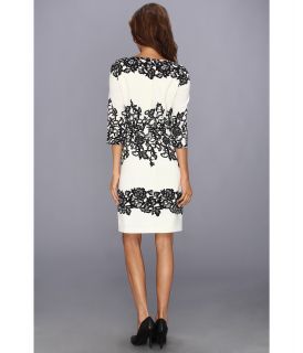 Adrianna Papell Fitted Placed Printed Lace Ivory
