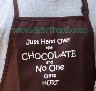 CK Products Brown Expression Cooking Apron "Just Hand Over the Chocolate and No One Gets Hurt" Kitchen & Dining