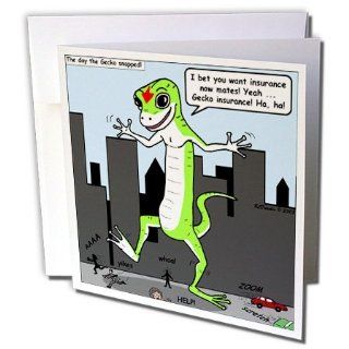 gc_3529_2 Rich Diesslins Funny General Cartoons   Gecko Insurance Gone Wild   Greeting Cards 12 Greeting Cards with envelopes 