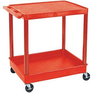 Luxor TC Series 35 3/4(H) 2 Shelves Large Flat Top & Tub Bottom Shelf Cart, Red