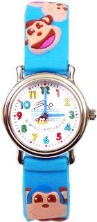 Gone Bananas   Laughing Monkey Analog Kids' Waterproof Watch with Animated Monkey Face Second Hand and Light Blue Band   3 ATM Water Resistant Gone Bananas Watches