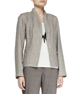 Organic Basketweave 3 Button Jacket, Womens   Eileen Fisher   Taupe (3X