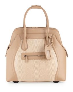 Boston Saffiano Faux Leather Rolling Bag, Taupe   KC Jagger
