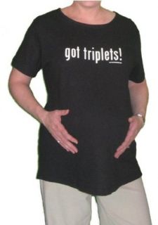 "Got Triplets" Maternity T Shirt (Black, Small) Clothing