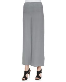 Womens Silk Georgette Wide Leg Pants   Eileen Fisher   Pewter (SMALL (6/8))