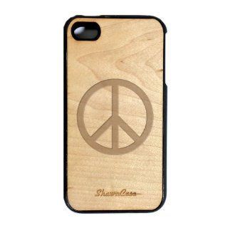 Peace Engraved on Wood iPhone 4 Case   For iPhone 4 4S 4G   Designer Real Bamboo Back Case Verizon AT&T Sprint Cell Phones & Accessories