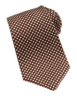 Mens Neat Pattern Grenadine Tie, Brown   Kiton   Brown