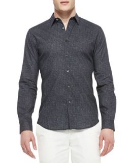 Mens Navy Printed Woven Shirt   Theory   Eclipse multi (LARGE)