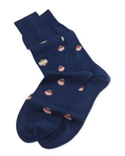 Mens Stripe Polka Dot Knit Socks, Navy   Paul Smith   Navy
