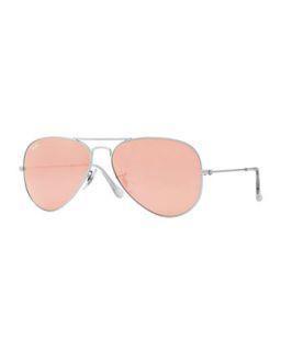 Aviator Mirrored Sunglasses, Brown/Pink   Ray Ban   Brown/Pink
