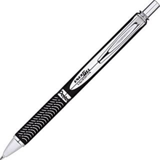 Pentel EnerGel Alloy Retractable Gel Pen, Black Barrel, Medium Point, Black, Each