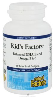 Natural Factors   Kids Factors Balanced DHA Blend Omgea 3 & 6   90 Softgels Formerly Learning Factors