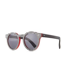 Leonard II Striped Sunglasses, Black/White   Illesteva   Black/White strip