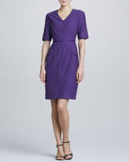Womens V Neck Eyelet Lace Shift Dress   Bigio Collection   Purple (16)