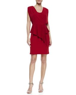 Womens Sleeveless Peplum Jersey Dress   Laundry by Shelli Segal   Aurora red