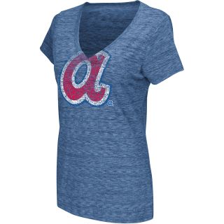 G III Womens Atlanta Braves Cooperstown Logo Tri Blend V Neck Short Sleeve T 