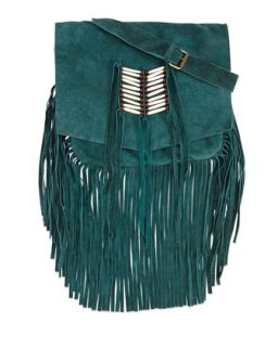 Maria Beaded & Fringed Crossbody Bag, Turquoise   Raj Imports