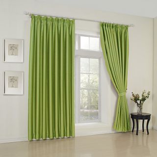 (One Pair) Modern Household Green Solid Blackout Curtain
