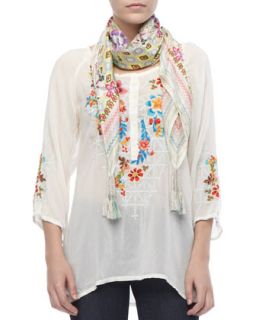 Wonderland Sheer Embroidered Long Blouse, Womens   Johnny Was Collection  