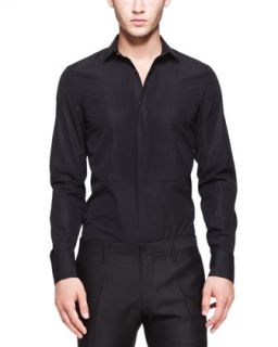 Mens Tuxedo Shirt with Pleated Bib, Black   Dsquared2   Black (52/L)