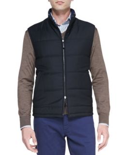 Mens Quilted Wool/Twill Reversible Vest, Navy   Ermenegildo Zegna   Navy (52)