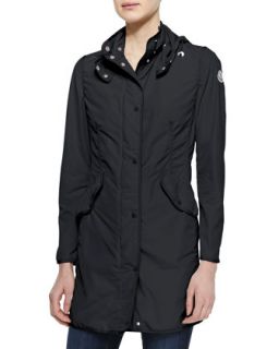 Womens Long Snap Front Jacket, Black   Moncler   Black (3/L)