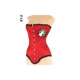 Corset w/boning, & lace up back red 1x 2x 
