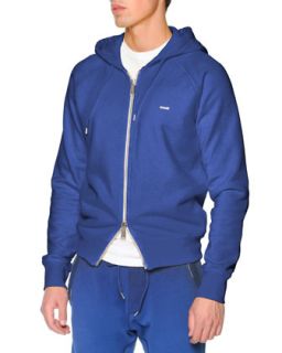 Mens Two Way Zip Hoodie, Blue   Dsquared2   Blue (LARGE)