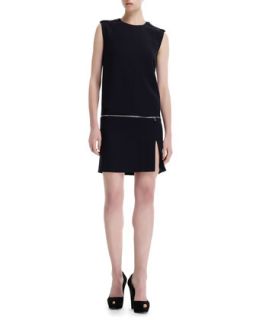Womens Zip Off Detail Jewel Neck Dress   Alexander McQueen   Black (40/6)
