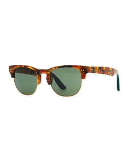 Lobamba Half Frame Sunglasses, Tortoise   TOMS Eyewear   Tortoise/Green