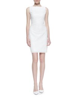 Womens Neala Sleeveless Perforated Faux Leather Dress, White   T Tahari   Joey